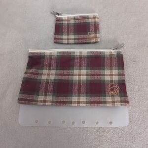 Longaberger Binder Money Bag & Change Purse  Plaid Zip Top 8-1/2" w x 4-1/2"